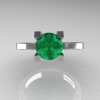 Modern Armenian 14K White Gold Lace 1.0 Ct Emerald Solitaire Engagement Ring R308-14KWGEM-3