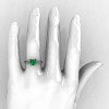 Modern Armenian 14K White Gold Lace 1.0 Ct Emerald Solitaire Engagement Ring R308-14KWGEM-4