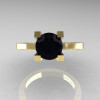 Modern Armenian 14K Yellow Gold Lace 1.0 Ct Black Diamond Solitaire Engagement Ring R308-14KYGBD-3