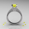 Modern Armenian 14K White Gold Lace 1.0 Ct Yellow Sapphire Solitaire Engagement Ring R308-14KWGYS-2