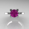 Modern Armenian 14K White Gold Lace 1.0 Ct Amethyst Solitaire Engagement Ring R308-14KWGAM-3