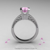 Modern Armenian 14K White Gold Lace 1.0 Ct Light Pink Sapphire Solitaire Engagement Ring R308-14KWGLPS-2