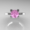 Modern Armenian 14K White Gold Lace 1.0 Ct Light Pink Sapphire Solitaire Engagement Ring R308-14KWGLPS-3