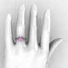 Modern Armenian 14K White Gold Lace 1.0 Ct Light Pink Sapphire Solitaire Engagement Ring R308-14KWGLPS-4