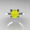 Modern Armenian 14K White Gold Lace 1.0 Ct Yellow Sapphire Solitaire Engagement Ring R308-14KWGYS-3