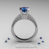 Modern Armenian 14K White Gold Lace 1.0 Ct Alexandrite Solitaire Engagement Ring R308-14KWGAL-2