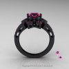 Art Deco 14K Black Gold 1.0 Ct Pink Sapphire Wedding Ring Engagement Ring R286-14KBGPS-2
