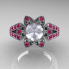 Art Deco 950 Platinum 1.0 Ct Russian CZ Pink Sapphire Wedding Ring Engagement Ring R286-PLATPSCZ-3