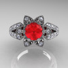 Art Deco 14K White Gold 1.0 Ct Ruby Diamond Wedding Ring Engagement Ring R286-14KWGDR-3
