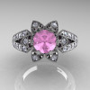 Art Deco 14K White Gold 1.0 Ct Light Pink Sapphire Diamond Wedding Ring Engagement Ring R286-14KWGDLPS-3
