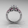 Art Deco 950 Platinum 1.0 Ct White and Pink Sapphire Wedding Ring Engagement Ring R286-PLATWPS-2
