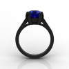 Modern 14K Black Gold Gorgeous Solitaire Bridal Ring with a 2.0 Carat Blue Sapphire Center Stone R66N-BGBS-3