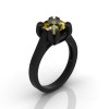Modern 14K Black Gold Gorgeous Solitaire Bridal Ring with a 2.0 Carat Yellow Sapphire Center Stone R66N-BGYS-2