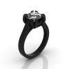 Modern 14K Black Gold Gorgeous Solitaire Bridal Ring with a 2.0 Carat Russian CZ Center Stone R66N-BGCZ-2
