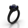 Modern 14K Black Gold Gorgeous Solitaire Bridal Ring with a 2.0 Carat Blue Sapphire Center Stone R66N-BGBS-2