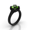 Modern 14K Black Gold Gorgeous Solitaire Bridal Ring with a 2.0 Carat Peridot Center Stone R66N-BGPE-2