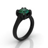 Modern 14K Black Gold Gorgeous Solitaire Bridal Ring with a 2.0 Carat Emerald Center Stone R66N-BGEM-2