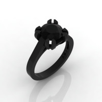 Modern 14K Black Gold Gorgeous Solitaire Bridal Ring with a 2.0 Carat Black Onyx Center Stone R66N-BGBOX-1