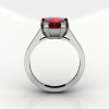 Modern 14K White Gold Gorgeous Solitaire Bridal Ring with a 2.0 Carat Ruby Center Stone R66N-14KWGR-2