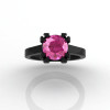 Modern 14K Black Gold Gorgeous Solitaire Bridal Ring with a 2.0 Carat Pink Sapphire Center Stone R66N-14KBGPS-3