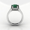 Modern 14K White Gold Gorgeous Solitaire Bridal Ring with a 2.0 Carat Emerald Center Stone R66N-14KWGEM-2