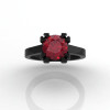 Modern 14K Black Gold Gorgeous Solitaire Bridal Ring with a 2.0 Carat Ruby Center Stone R66N-BGR-3