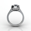 Modern 14K White Gold Gorgeous Solitaire Bridal Ring with a 2.0 Carat White Sapphire Center Stone R66N-14KWGWS-2