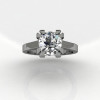 Modern 14K White Gold Gorgeous Solitaire Bridal Ring with a 2.0 Carat White Sapphire Center Stone R66N-14KWGWS-3