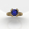 Modern 14K Yellow Gold Gorgeous Solitaire Bridal Ring with a 2.0 Carat Blue Sapphire Center Stone R66N-14KYGBS-3