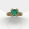 Modern 14K Yellow Gold Gorgeous Solitaire Bridal Ring with a 2.0 Carat Emerald Center Stone R66N-14KYGEM-3