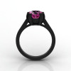 Modern 14K Black Gold Gorgeous Solitaire Bridal Ring with a 2.0 Carat Pink Sapphire Center Stone R66N-14KBGPS-2