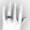 Modern 14K Black Gold Luxurious and Simple Engagement Ring or Wedding Ring with a 1.0 Ct Blue Sapphire Center Stone R668-14KBGBS-4