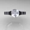 Modern 14K Black Gold Luxurious and Simple Engagement Ring or Wedding Ring with a 1.0 Ct White Sapphire Center Stone R668-14KBGWS-3