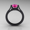 Modern 14K Black Gold Luxurious and Simple Engagement Ring or Wedding Ring with a 1.0 Ct Pink Sapphire Center Stone R668-14KBGPS-2