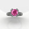 Modern 14K White Gold Gorgeous Solitaire Bridal Ring with a 2.0 Carat Pink Sapphire Center Stone R66N-14KWGPS-2