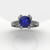 Modern 14K White Gold Gorgeous Solitaire Bridal Ring with a 2.0 Carat Blue Sapphire Center Stone R66N-14KWGBS-3