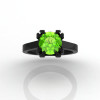 Modern 14K Black Gold Gorgeous Solitaire Bridal Ring with a 2.0 Carat Peridot Center Stone R66N-BGPE-3