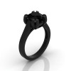 Modern 14K Black Gold Gorgeous Solitaire Bridal Ring with a 2.0 Carat Black Diamond Center Stone R66N-BGBD-2