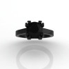 Modern 14K Black Gold Gorgeous Solitaire Bridal Ring with a 2.0 Carat Black Diamond Center Stone R66N-BGBD-4
