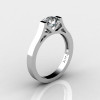 Modern 14K White Gold Elegant and Luxurious Engagement Ring or Wedding Ring with a White Sapphire Center Stone R667-14KWGWS-2