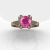 Modern 14K Rose Gold Gorgeous Solitaire Bridal Ring with a 2.0 Carat Pink Sapphire Center Stone R66N-14KRGPS-3
