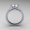 Modern 14K White Gold Luxurious and Simple Engagement Ring or Wedding Ring with a 1.0 Ct White Sapphire Center Stone R668-14KWGWS-2