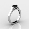 Modern 14K White Gold Elegant and Luxurious Engagement Ring or Wedding Ring with a Black Diamond Center Stone R667-14KWGBD-2