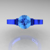 Modern 14K Blue Gold Luxurious and Simple Engagement Ring or Wedding Ring with a 1.0 Ct Blue Topaz Center Stone R668-14KBLGBT-3