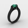 14K Black Gold Elegant and Modern Wedding or Engagement Ring for Women with an Emerald Center Stone R665-14KBGEM-2