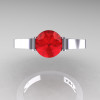 Modern 14K White Gold Luxurious and Simple Engagement Ring or Wedding Ring with a 1.0 Ct Ruby Center Stone R668-14KWGR-3