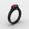 14K Black Gold Elegant and Modern Wedding or Engagement Ring for Women with a Ruby Center Stone R665-14KBGR-2