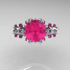 Nature Inspired 14K White Gold 2.0 Carat Pink Sapphire Organic Design Bridal Solitaire Ring R670s-14KWGPS-3