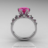 Nature Inspired 14K White Gold 2.0 Carat Pink Sapphire Organic Design Bridal Solitaire Ring R670s-14KWGPS-2