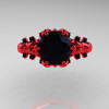 Nature Inspired 14K Red Gold 2.0 Carat Black Diamond Organic Design Bridal Solitaire Ring R670s-14KRGBD-3